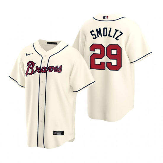 Men's Nike Atlanta Braves 29 John Smoltz Cream Alternate Stitched Baseball Jersey