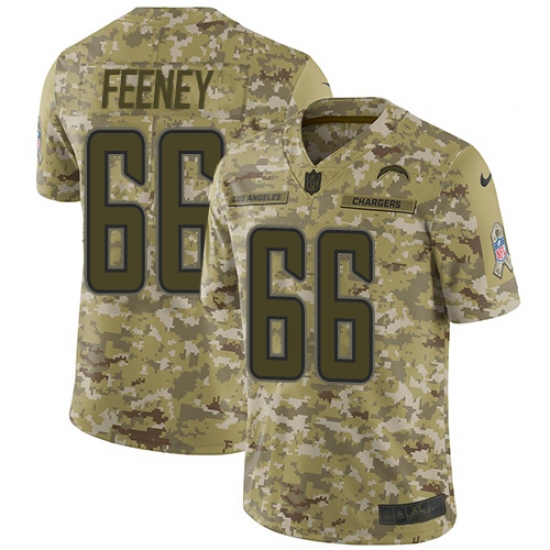 Men's Nike Los Angeles Chargers 66 Dan Feeney Limited Camo 2018 Salute to Service NFL Jersey