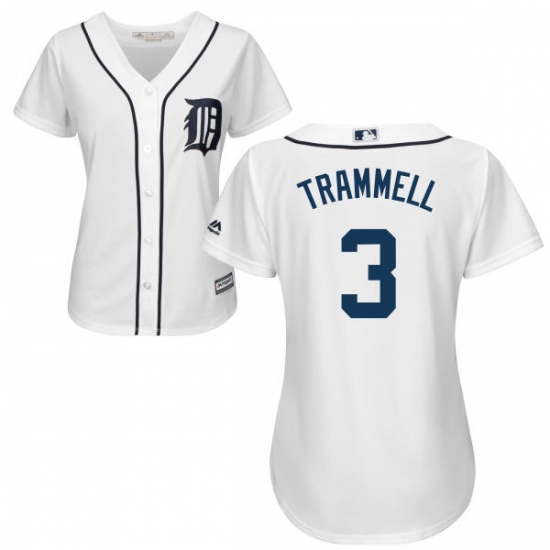 Women's Majestic Detroit Tigers 3 Alan Trammell Authentic White Home Cool Base MLB Jersey