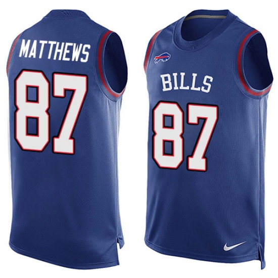 Men's Nike Buffalo Bills 87 Jordan Matthews Limited Royal Blue Player Name & Number Tank Top NFL Jersey