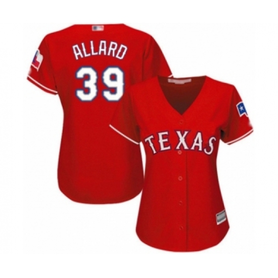 Women's Texas Rangers 39 Kolby Allard Authentic Red Alternate Cool Base Baseball Player Jersey