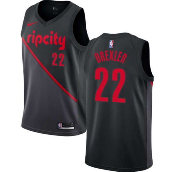 Women's Nike Portland Trail Blazers 22 Clyde Drexler Swingman Black NBA Jersey - 2018 19 City Edition