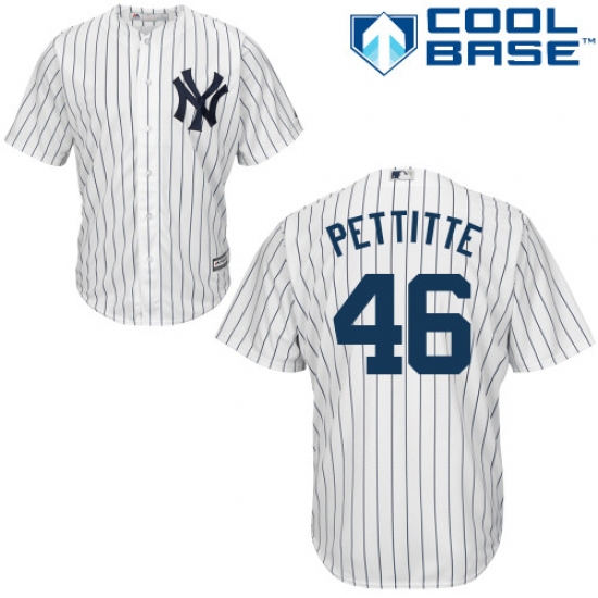 Men's Majestic New York Yankees 46 Andy Pettitte Replica White Home MLB Jersey