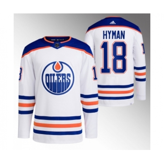 Men's Edmonton Oilers 18 Zach Hyman White Stitched Jersey