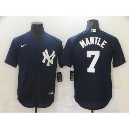 Men's New York Yankees 7 Mickey Mantle Authentic Navy Blue Nike MLB Jersey