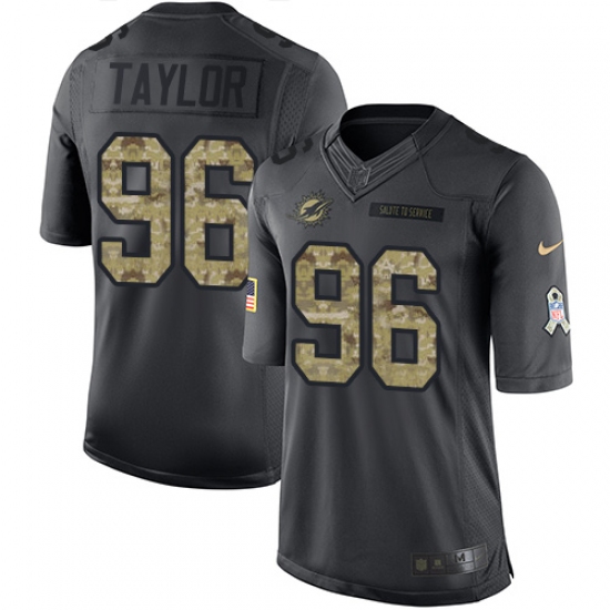 Youth Nike Miami Dolphins 96 Vincent Taylor Limited Black 2016 Salute to Service NFL Jersey