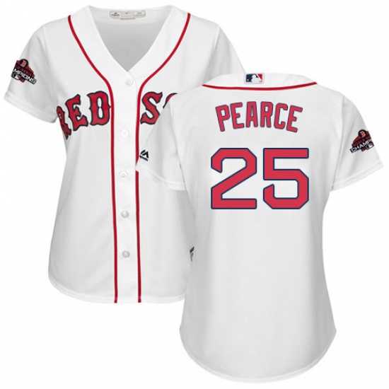 Women's Majestic Boston Red Sox 25 Steve Pearce Authentic White Home 2018 World Series Champions MLB Jersey