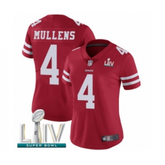 Women's San Francisco 49ers 4 Nick Mullens Red Team Color Vapor Untouchable Limited Player Super Bowl LIV Bound Football Jersey