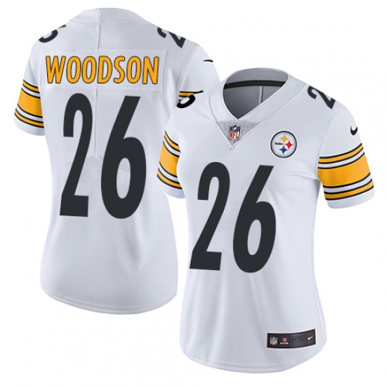 Women's Nike Pittsburgh Steelers 26 Rod Woodson Elite White NFL Jersey