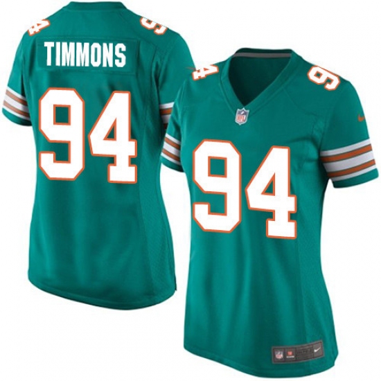 Women's Nike Miami Dolphins 94 Lawrence Timmons Game Aqua Green Alternate NFL Jersey