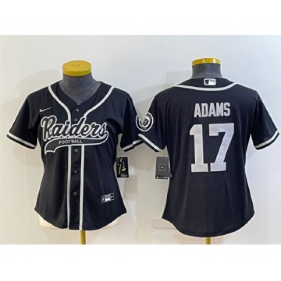 Women's Las Vegas Raiders 17 Davante Adams Black With Patch Cool Base Stitched Baseball Jersey(Run Small)