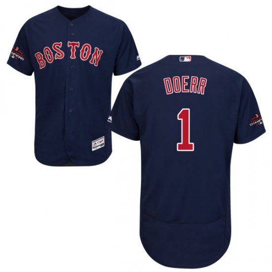 Men's Majestic Boston Red Sox 1 Bobby Doerr Navy Blue Alternate Flex Base Authentic Collection 2018 World Series Champions MLB Jersey