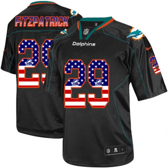 Men's Nike Miami Dolphins 29 Minkah Fitzpatrick Elite Black USA Flag Fashion NFL Jersey