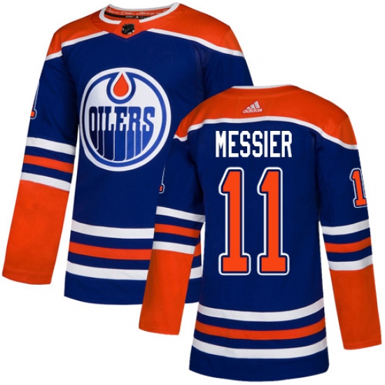 Men's Adidas Edmonton Oilers 11 Mark Messier Premier Royal Blue Alternate NHL Jersey