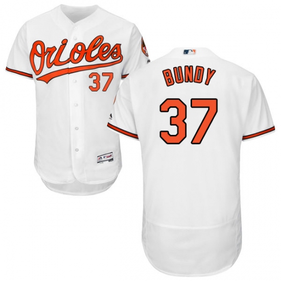 Men's Majestic Baltimore Orioles 37 Dylan Bundy White Home Flex Base Authentic Collection MLB Jersey