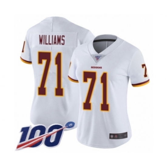 Women's Washington Redskins 71 Trent Williams White Vapor Untouchable Limited Player 100th Season Football Jersey