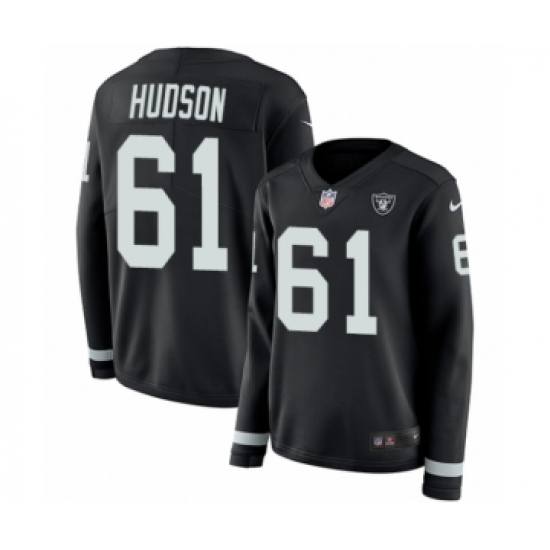 Women's Nike Oakland Raiders 61 Rodney Hudson Limited Black Therma Long Sleeve NFL Jersey