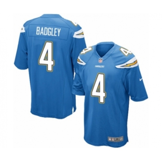 Men's Nike Los Angeles Chargers 4 Michael Badgley Game Electric Blue Alternate NFL Jersey
