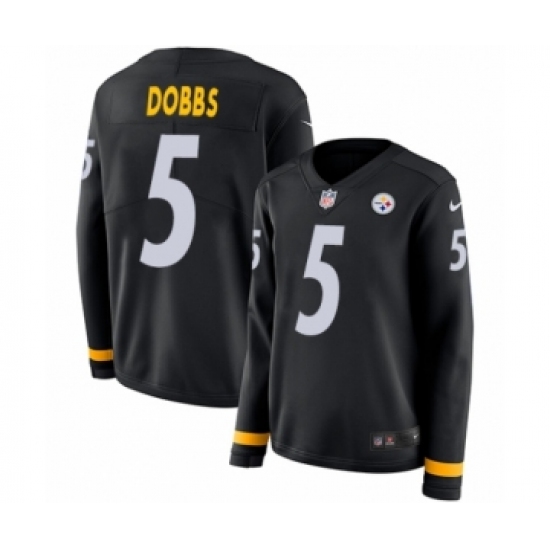 Women's Nike Pittsburgh Steelers 5 Joshua Dobbs Limited Black Therma Long Sleeve NFL Jersey