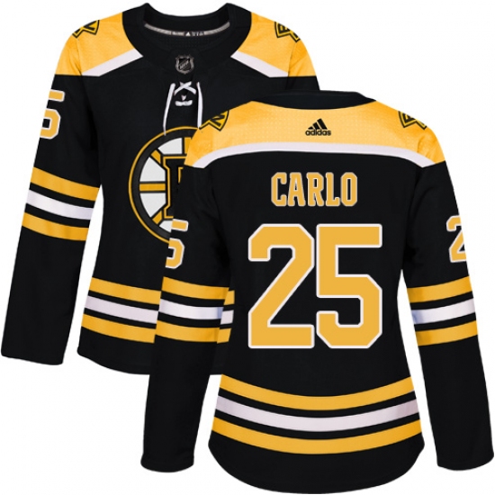 Women's Adidas Boston Bruins 25 Brandon Carlo Premier Black Home NHL Jersey