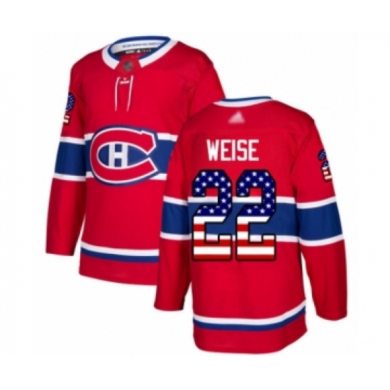 Men's Montreal Canadiens 22 Dale Weise Authentic Red USA Flag Fashion Hockey Jersey