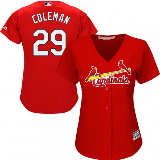 Women's Majestic St. Louis Cardinals 29 Vince Coleman Authentic Red Alternate Cool Base MLB Jersey