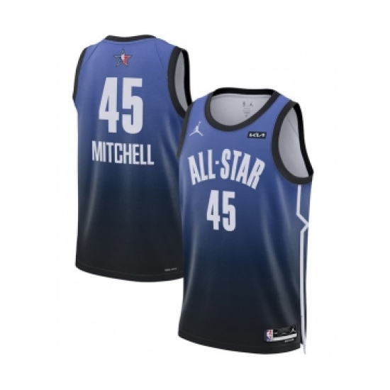 Men's 2023 All-Star 45 Donovan Mitchell Blue Game Swingman Stitched Basketball Jersey