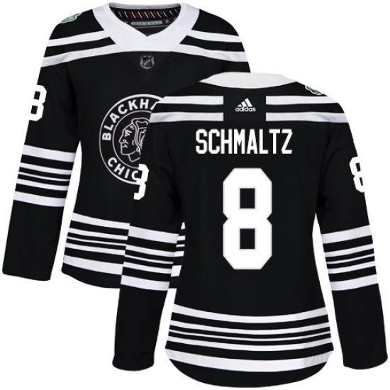 Women's Adidas Chicago Blackhawks 8 Nick Schmaltz Authentic Black 2019 Winter Classic NHL Jersey