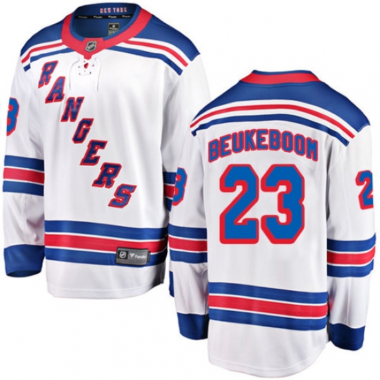 Youth New York Rangers 23 Jeff Beukeboom Fanatics Branded White Away Breakaway NHL Jersey