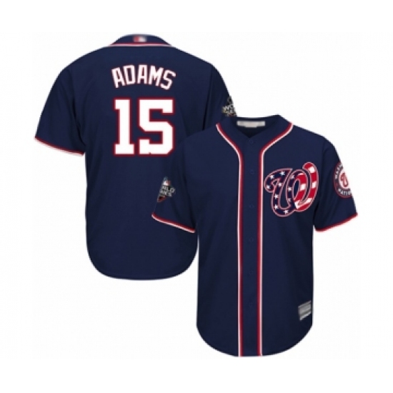Youth Washington Nationals 15 Matt Adams Authentic Navy Blue Alternate 2 Cool Base 2019 World Series Bound Baseball Jersey