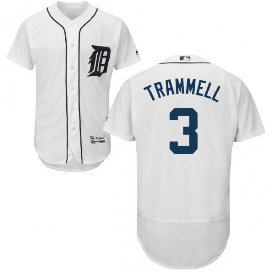 Men's Majestic Detroit Tigers 3 Alan Trammell White Home Flex Base Authentic Collection MLB Jersey