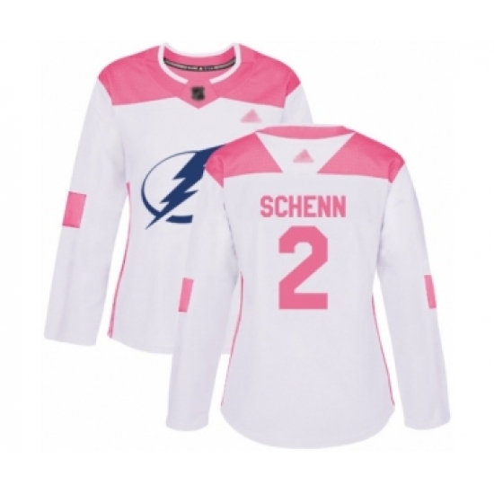 Women's Tampa Bay Lightning 2 Luke Schenn Authentic White Pink Fashion Hockey Jersey