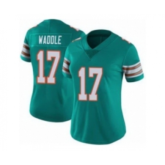 Women's Nike Miami Dolphins 17 Jaylen Waddle Green Vapor Untouchable Stitched Jersey