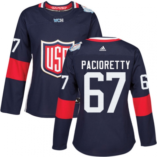 Women's Adidas Team USA 67 Max Pacioretty Authentic Navy Blue Away 2016 World Cup Hockey Jersey