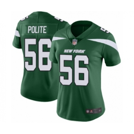 Women's New York Jets 56 Jachai Polite Green Team Color Vapor Untouchable Limited Player Football Jersey