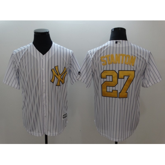 Men's New York Yankees 27 Giancarlo Stanton White Home Stitched Jersey