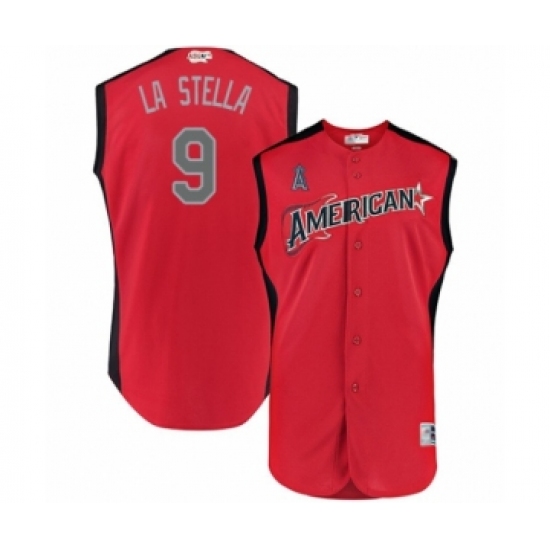 Men's Los Angeles Angels of Anaheim 9 Tommy La Stella Authentic Red American League 2019 Baseball All-Star Jersey