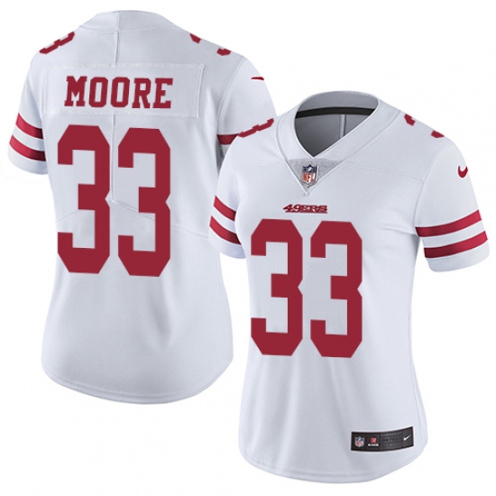 Women Nike San Francisco 49ers 33 Tarvarius Moore White Vapor Untouchable Elite Player NFL Jersey