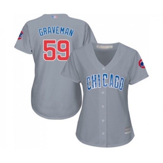 Women's Chicago Cubs 59 Kendall Graveman Authentic Grey Road Baseball Jersey