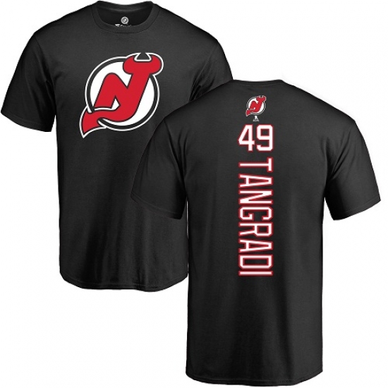 NHL Adidas New Jersey Devils 49 Eric Tangradi Black Backer T-Shirt