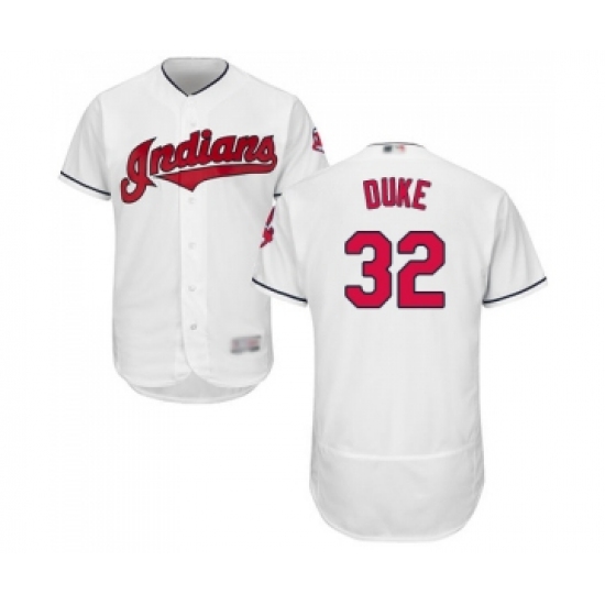 Men's Cleveland Indians 32 Zach Duke White Home Flex Base Authentic Collection Baseball Jersey