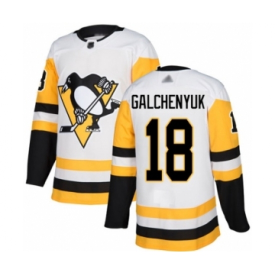 Men's Pittsburgh Penguins 18 Alex Galchenyuk Authentic White Away Hockey Jersey