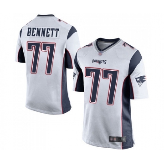 Men's New England Patriots 77 Michael Bennett Game White Football Jersey