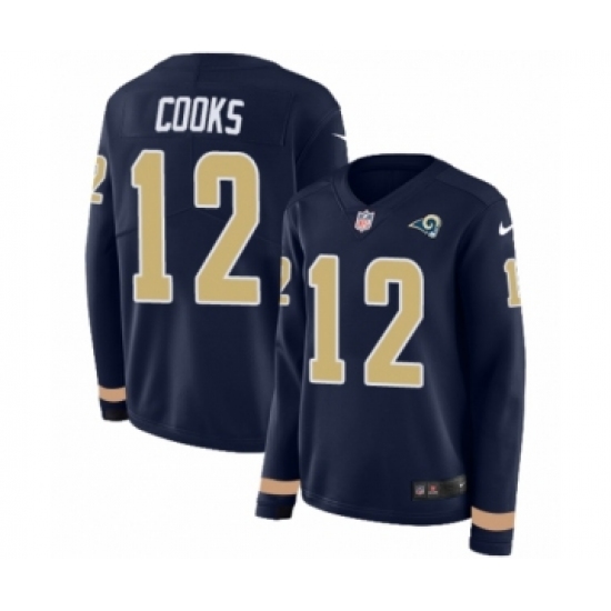 Women's Nike Los Angeles Rams 12 Brandin Cooks Limited Navy Blue Therma Long Sleeve NFL Jersey