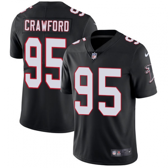Youth Nike Atlanta Falcons 95 Jack Crawford Black Alternate Vapor Untouchable Limited Player NFL Jersey