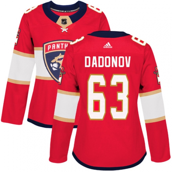Women's Adidas Florida Panthers 63 Evgenii Dadonov Authentic Red Home NHL Jersey