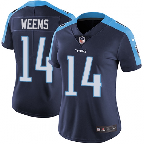 Women's Nike Tennessee Titans 14 Eric Weems Elite Navy Blue Alternate NFL Jersey
