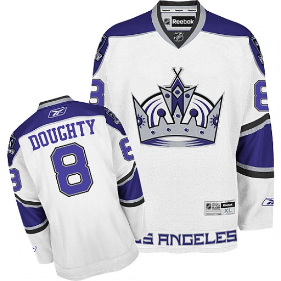 Men's Reebok Los Angeles Kings 8 Drew Doughty Authentic White NHL Jersey