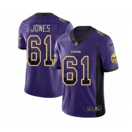 Men's Nike Minnesota Vikings 61 Brett Jones Limited Purple Rush Drift Fashion NFL Jersey