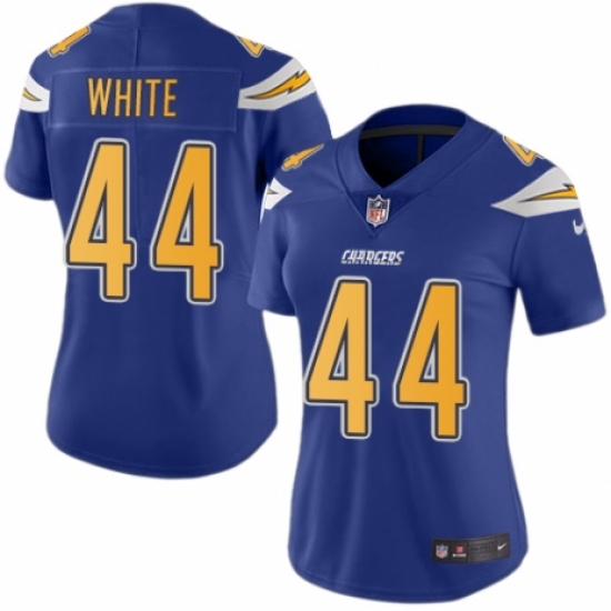 Women's Nike Los Angeles Chargers 44 Kyzir White Limited Electric Blue Rush Vapor Untouchable NFL Jersey